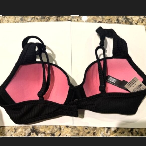NWT Victoria's Secret Pink Black Push Up Bikini Top size small Black swim - Picture 4 of 4